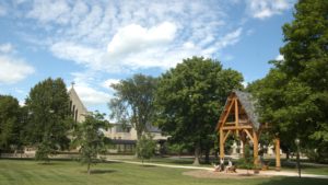 the campus green on a summer day